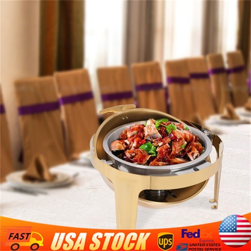 Gold round roll top chafing - gold,