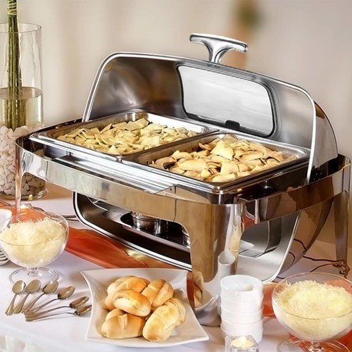 9qt roll top chafing - top, dish